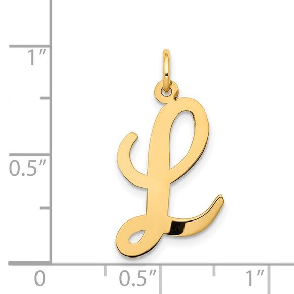 14k Yellow Gold Madison Collection LG Classic Script Initial L Pendant - Picture 4 of 5
